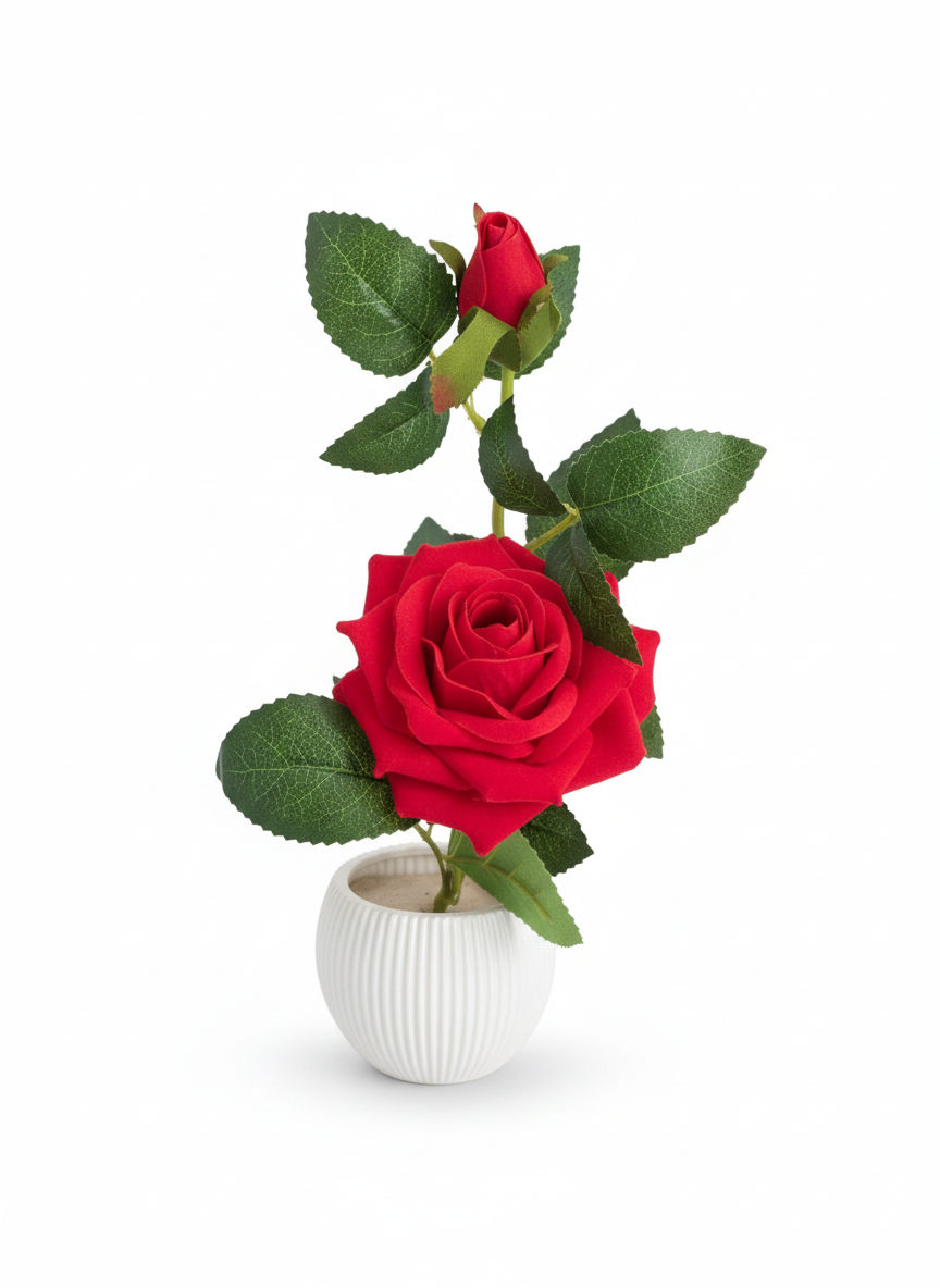 Artificial Red Rose Plant with Decorative Pot – Premium Faux Indoor Flower for Home and Office Decor (20 cm) Artificial Red Rose Plant with Decorative Pot – Premium Faux Indoor Flower for Home and Office Decor (20 cm)