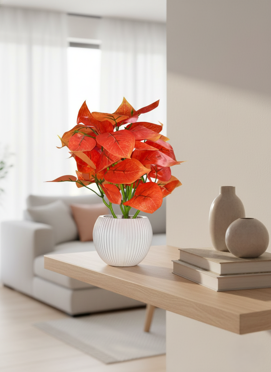 artificial orange leaf plant with decorative pot | premium faux indoor plant for home & office (28 cm) artificial orange leaf plant with decorative pot | premium faux indoor plant for home & office (28 cm)