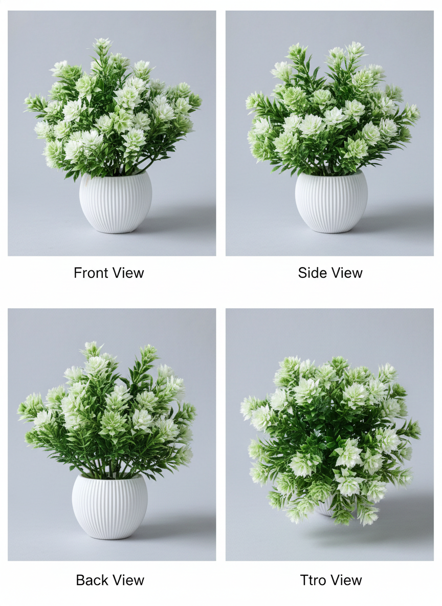 artificial flower plant with pot for home decor | green white decorative plant artificial flower plant with pot for home decor | green white decorative plant