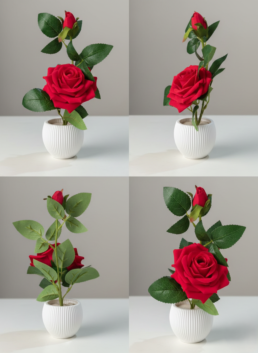 artificial red rose plant with decorative pot | premium faux indoor flower for home & office decor (20 cm) artificial red rose plant with decorative pot | premium faux indoor flower for home & office decor (20 cm)